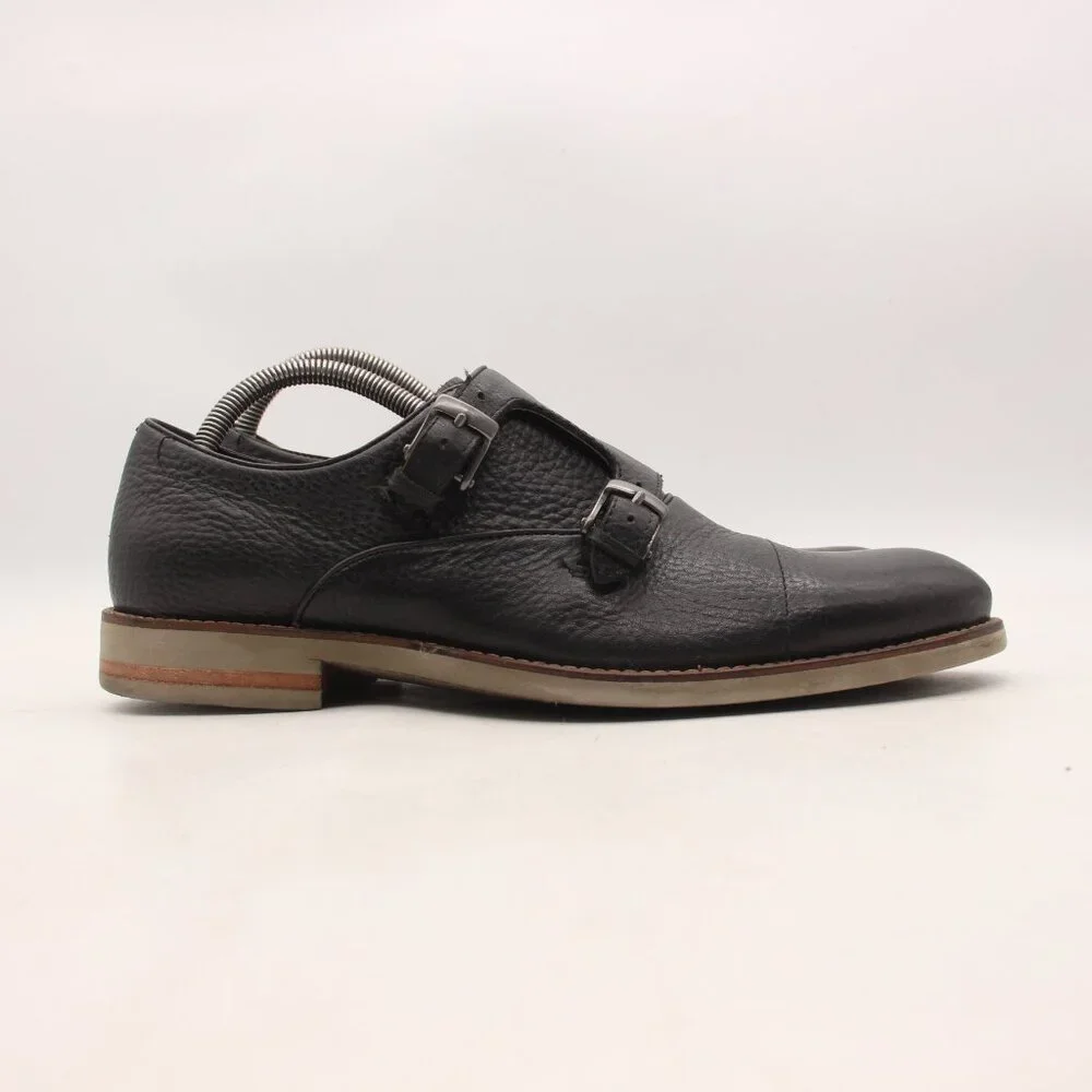 John Varvatos Star USA Men's Size 8.5 Black Leather Double Monk Strap Dress Shoe